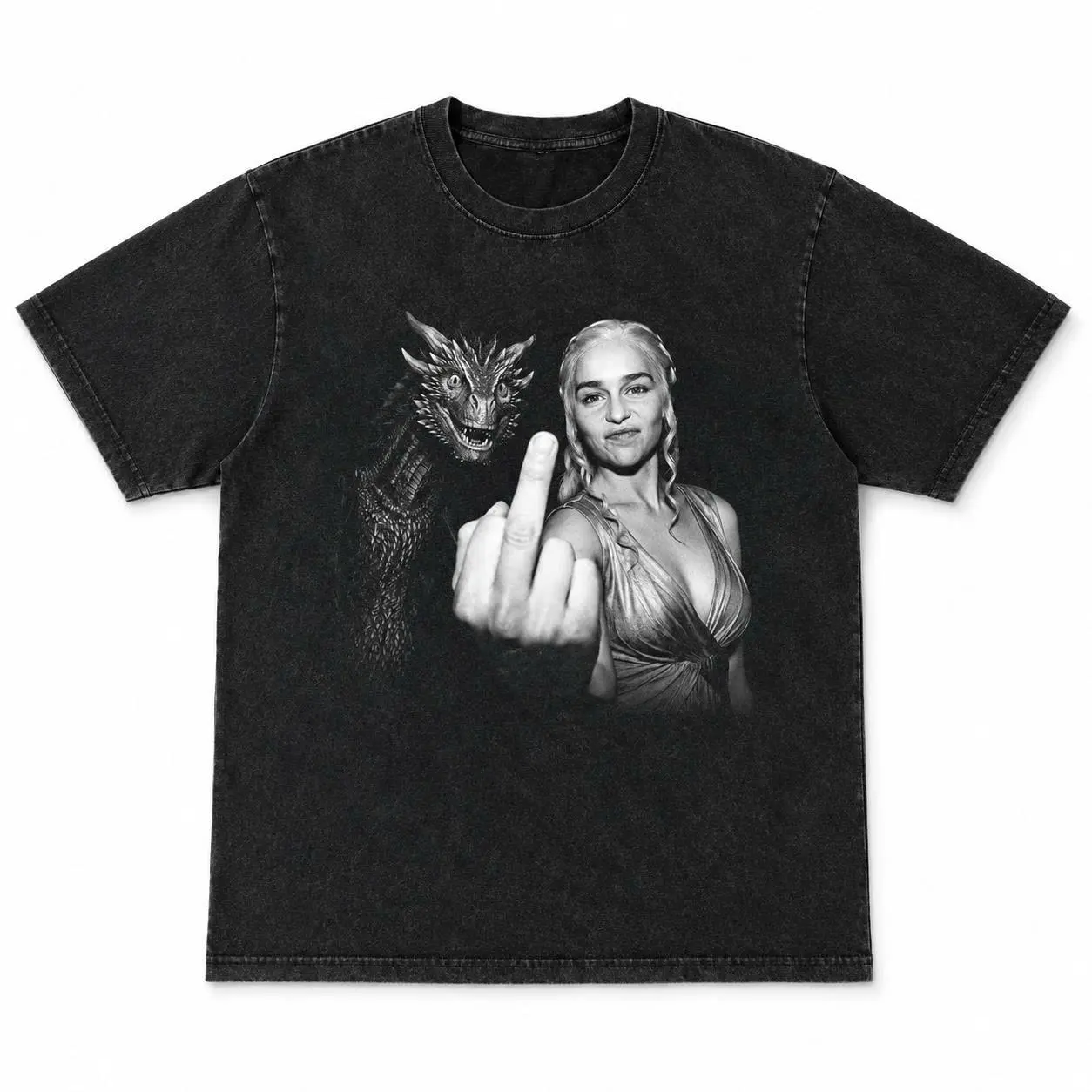 Game Of Thrones Daenerys Targaryen With Dragon Funny Attitude Meme T-Shirt, Mother Of Dragons HBO Fantasy Series Iconic Parody Graphic Shirt, Unisex Cotton Crewneck T-Shirt Menswear Womenswear Streetwear Top