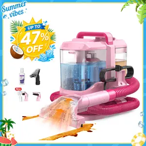 [Summervibes] Upholstery Carpet Vacuum Cleaner, 18KPa Suction Spot Cleaning Machine for Pet Stains, Carpets, Sofa, Car Seats, Mattress, with 3 Multipurpose Cleaning Tools, 6'' Deep Cleaning Brush | Portable 3-in-1 Little Pink C9S