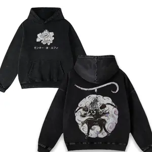 Lufi JoiBoy One Pice-hoodie RetroVintage Unisex Anime Manga Acid Washed  Cotton Tshirt Gift For Anime Fan Tees Vintage Shirts T-shirt Men's Graphic Round Neck Fabric Menswear Top Oversized Black Casual Crewneck Summer Piece Devil Fruit clothing men TGX