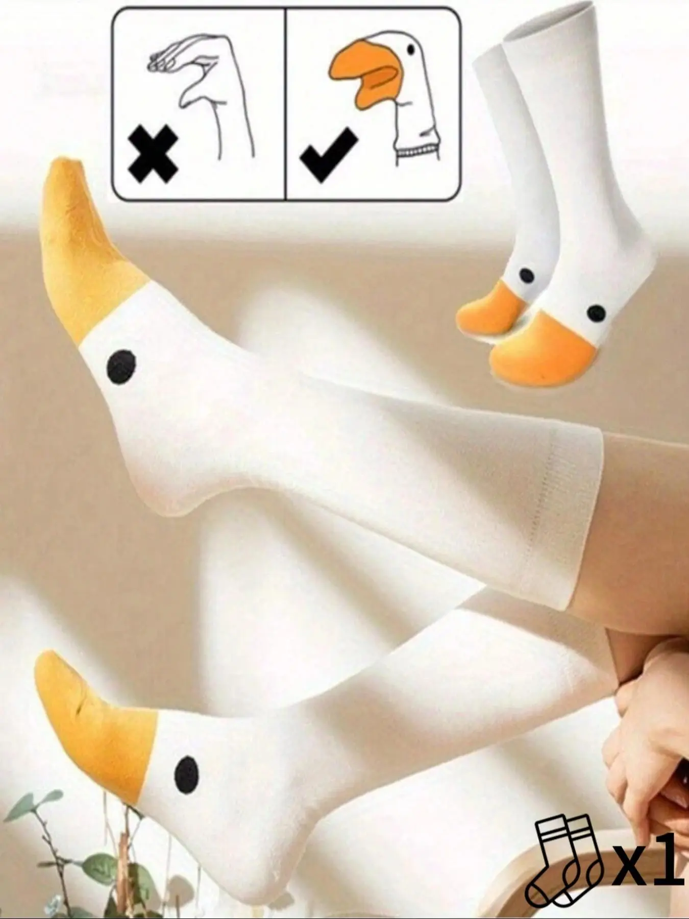 1Men's Over-The-Knee Chicken Claw Socks, Women's Knee-High Fun Socks, Cartoon Pattern, Minimalist Casual Aesthetic Style, Perfect for Holiday