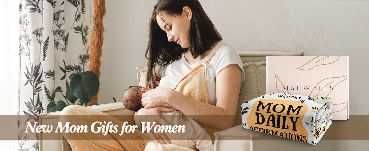 New Mom Gift Blanket — "Mom's Daily Affirmations" Theme: An essential and thoughtful gift designed specifically for first-time moms, expectant mothers, and new moms—perfect for pregnancy and the postpartum period. It also makes a heartwarming present for