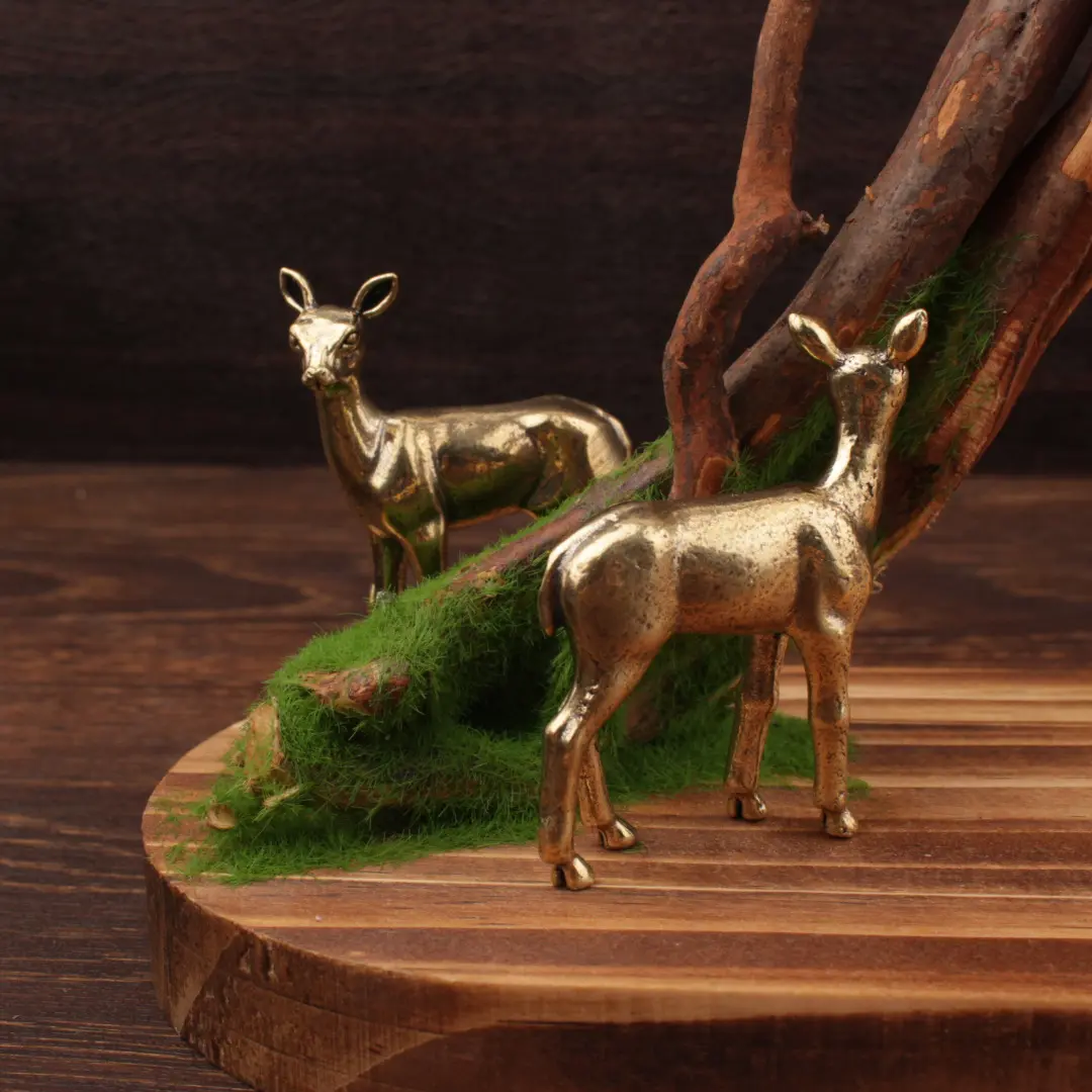 Vintage Solid Brass Deer Figurine, Handmade Animal Statue, Decorative Collectible Display, Office Home Decor Gift, Antique Scene Decoration, Decorative Sculptures, Collectible Figurines, Home Ornament, Decorative Statues