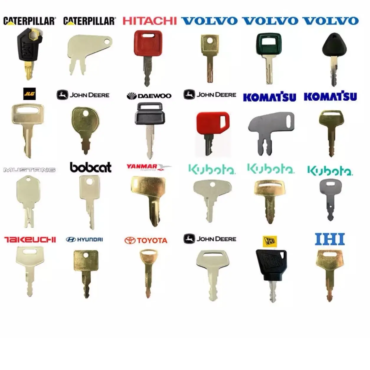 24 Heavy Contruction Equipment Key Set Case Kubota Volvo JCB Komatsu Bobcat Cat Ultimate Operator Key Set