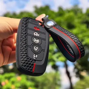 for Ford key fob case, Car interior accessory, with keychain holder silicone Full cover protector for Fusion 2014 2016/ Explorer/ mustang f150 2020/Ka 2015 2018/ Focus 2 2005-2010/ EcoSport 2014/ Focus C Max/ S-MAX 2007/ Fiesta Mk7 2010 2012 Key Fob Shell
