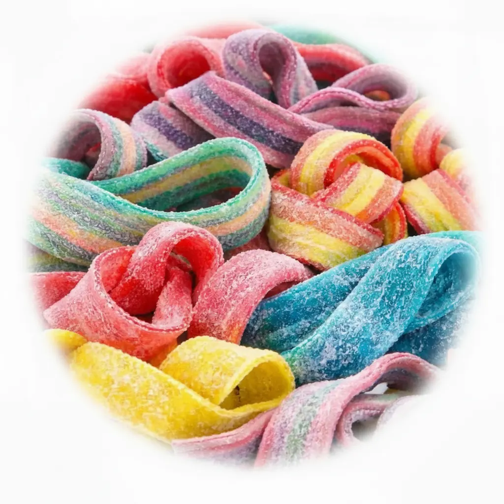 Ultimate Sour Belt Variety Mix Super Sour Gummy Candy Belts Flavor Pack Mango Cherry Strawberry Fruity Sour Snack Sweet