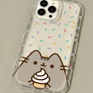 Rainbow Pusheen Cat Clear Protective Case Casing For iPhone 16 15 14 13 12 11 Pro Max XS X XR 8 7 Plus SE 2020 Smartphone Shockproof Transparent Soft Cover Accessories