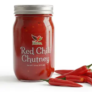 Homa Red Chili Chutney – Sweet & Spicy Paste | 473 ml (16 oz) | Real Red Peppers, Garlic & Vinegar | No Artificial Colors