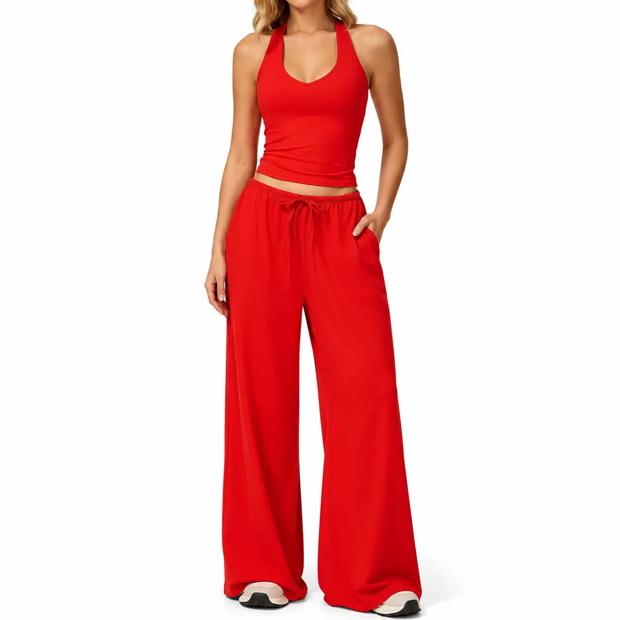 Women's Elastane Quick-Dry Backless Tank Top Yoga Set, Female Large Size Gym Fashion Outfit for Casual Running & Gym Wear, 2 Piece Sets, Tank Tops, Workout Sets Women