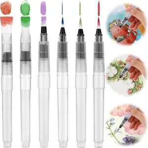 6PCS Watercolor Brush Pens - Refillable Water Paint Brush, Soft Waterbrush for Painting, Water Soluble Colored Pencil