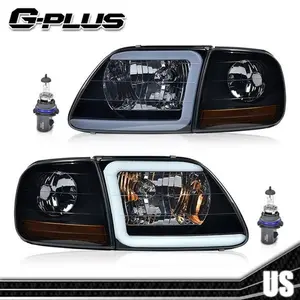 LED DRL Headlights & Corner Lights Black/Smoked Fit For 97-2004 F-150 Expedition