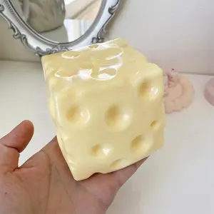1/2pcsMoldable Squishy Cheese Block, Giant Yellow Fidget Toy with Soft Slow-Rising Texture, ASMR Stress Ball with Squeeze Feature for Play & Relaxation