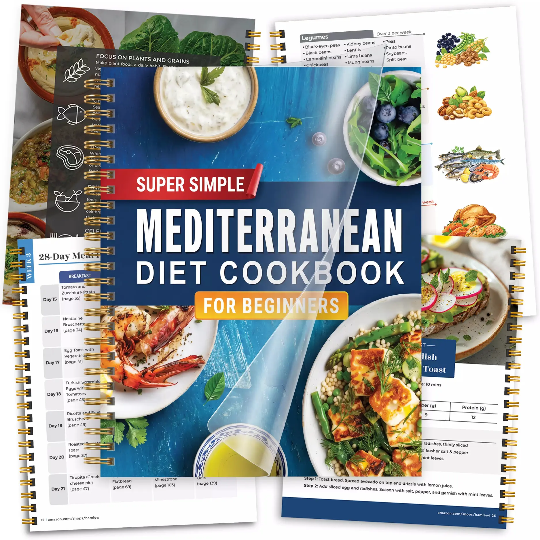 Mediterranean Diet Cookbook for Beginners – 80 Easy Recipes, 28-Day Meal Plan, Grocery Shopping List & Food Guide for Healthy Eating, Meal Prep & Balanced Lifestyle, Mediterranean diet food list guide and recipes