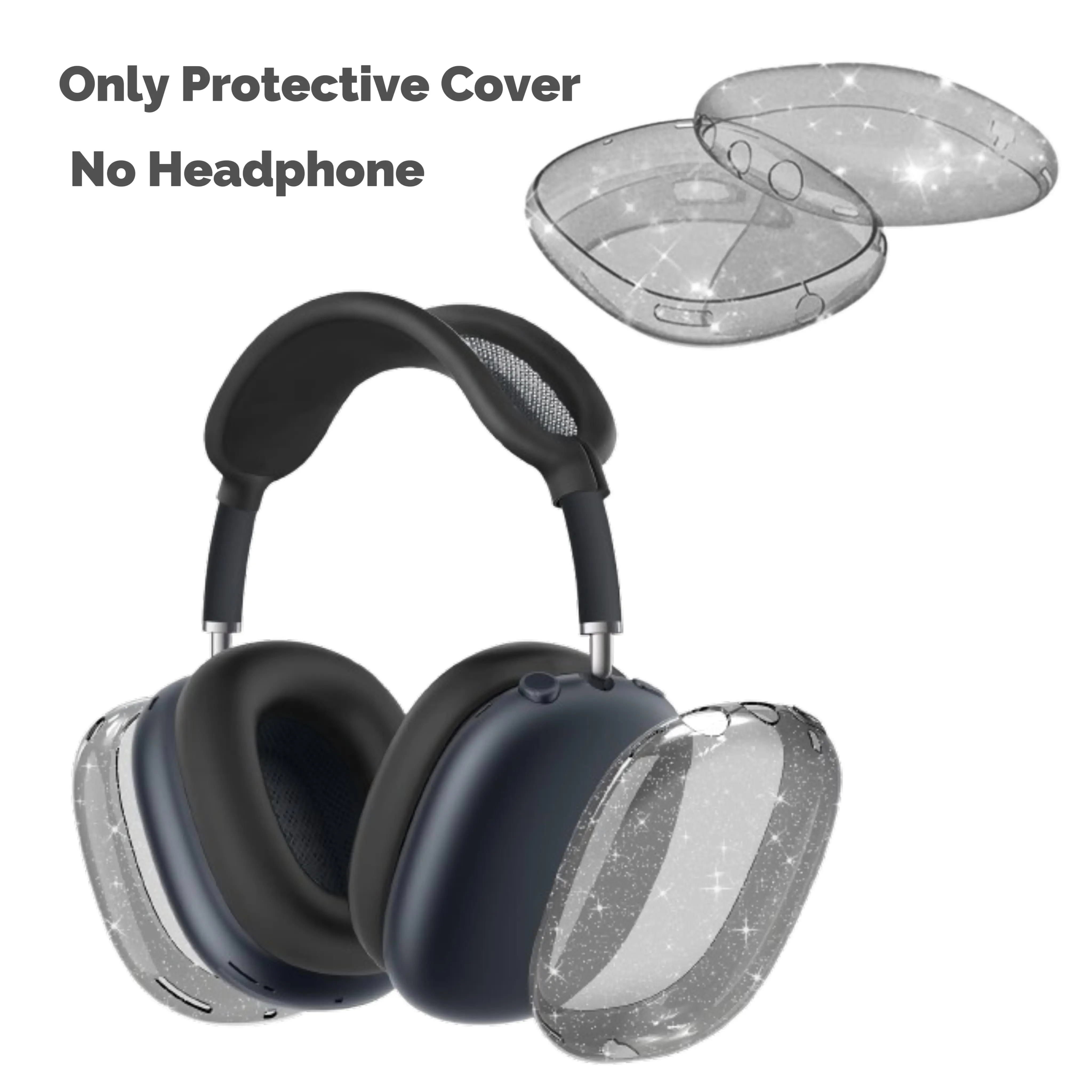 [No Headphones] Fintie Protective Cover for AirPods Max (2026/2024/2020), Clear Ear Pad Covers, Anti-Scratch Soft TPU Cover, AirPods Max Accessories