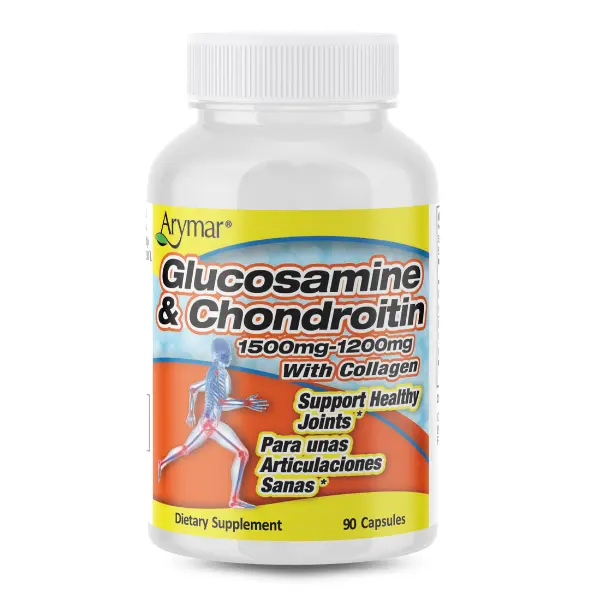 Arymar Glucosamine 1500 mg and Chondroitin 1200 mg with Collagen – Joint Health Supplement – 90 Capsules