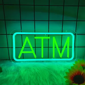 Plastic ATM LED Neon Light Sign, USB-Powered Practical Business Logo Sign, 10-Level Dimmable Creative Decor for Home, Store, Club Decoration Gift