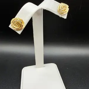 10K Gold Rose Earrings - Elegant Design for Casual & Formal Occasions - Luxurious 10K Gold Material - Versatile Accessory for Any Outfit