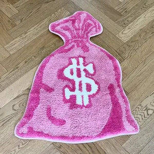 LAKEA Wallet Shape Tufted Rug Pink Gril Room Anti-Slip Trippy Bedroom Handmade Flocking Rug Carpet Living Room Entrance Rug Home Decor