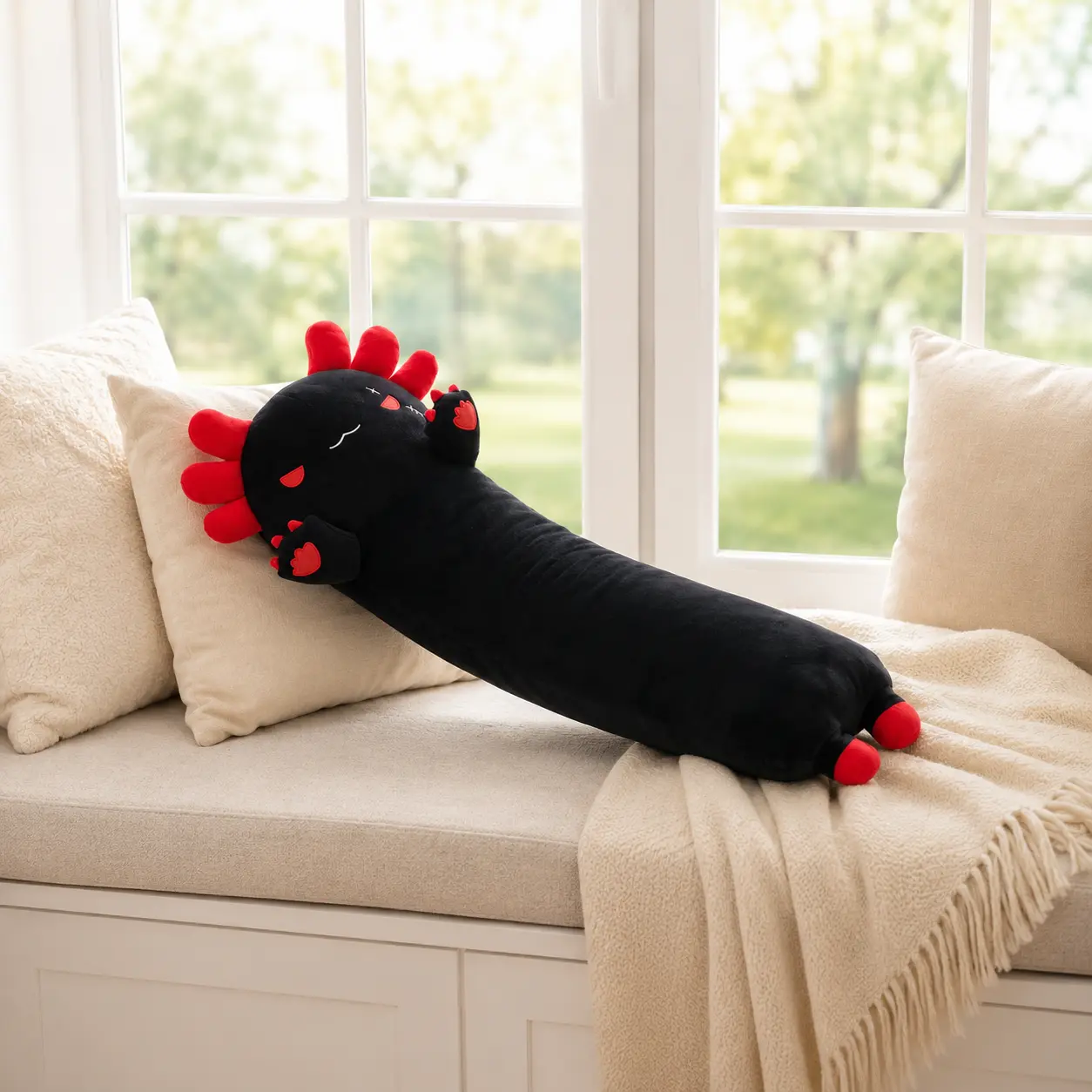 SNOWOLF 20In Stuffed Animal Cuddle Pillow, Cute Long Axolotl Soft Plush Toy, Kawaii Stuffed Animal, Soft Stuffed, Lovely Plush Gift, Cute Girly Gifts, Summer Vibe Item, Dorm & Home Decor, Birthday Halloween Stuffed Animal Gifts