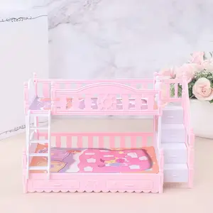 Pink plastic Doll House Bedding set with ladder, Easter/Halloween/Christmas gifts, doll house accessories, mixed colors, for Doll House dolls Playhouse