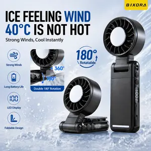 BIXORA portable handheld clip fan, 3-in-1 rechargeable 3000mAh battery, 5 wind speeds, 360°+180° adjustable airflow, USB cooling, suitable for travel, office, and personal use - Protective