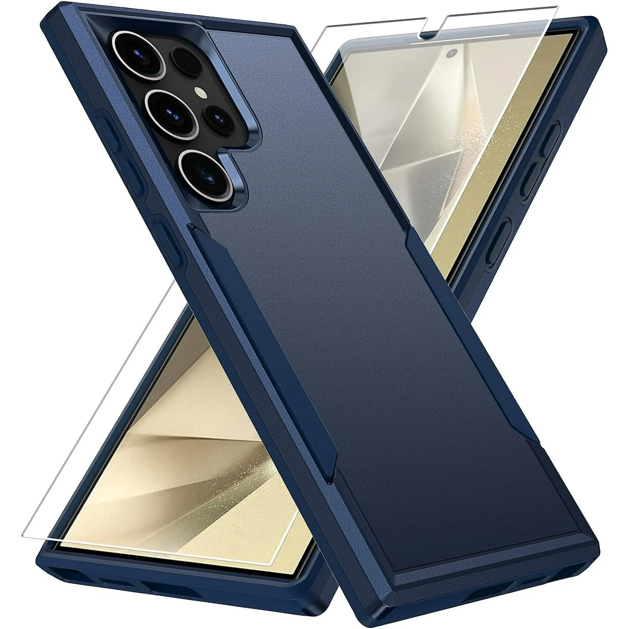 Entronix Case for Samsung Galaxy S25/S24/S23 Plus/Ultra - Soft-Touch Sleek Bumper Cover & 1 Clear Screen Protectors, Smartphone Accessories Tempered