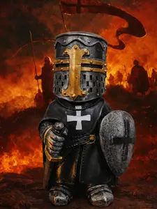 The Armored Kingdom Peacekeeper Knight Collectible Decoration Figure 6 Inches Tall Hand-Painted Resin Statue with Scepter and Shield for Desktop Display