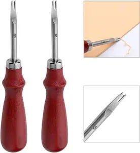 2 PCS Leather Edge Skiving Beveler Craft Keen Edge Cutting Leather Burnishing Tool, Leather Edge Skiving DIY Craft Tool for Leather Crafting Working Tools 2 Sizes(1.0 mm&1.5 mm Size) (3#+5#)