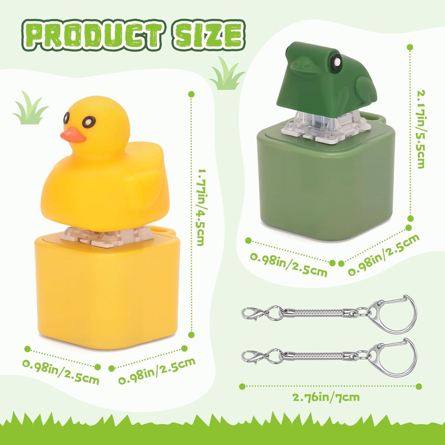 Frog Button Keychain, Rechargeable Duck Keychain Sound, Lizard Anxiety Relief Croaking Keyboard Fidget Toy, Fun Keychain with Colodful Lights, for All Holiday Gifts