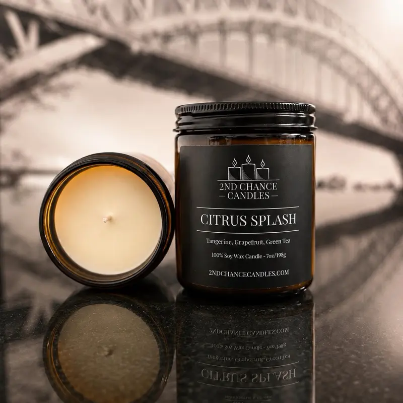 Citrus Splash | Tangerine, Grapefruit & Green Tea Candle | 100% Soy Wax | 7 oz