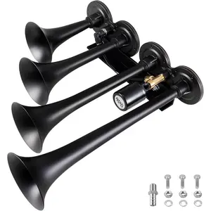 Truck Air Horn 4 Trumpet Horns Train Horn Kit for Truck 12/24V 180 dB Super Loud Suitable for Pickup Motorhome SUV Trucks Train Boat