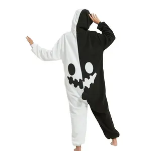 Hot Anime Bear Cosplay Pajama Adult Onesie Anime Jumpsuit Black White Bear Animal Pajamas Women Halloween Party Suit Overall
