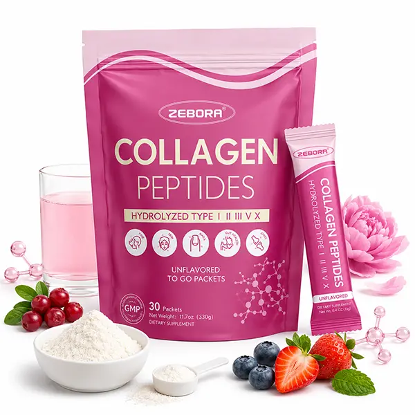 Multi Collagen Peptides Powder Packets - Hydrolyzed Collagen with Hyaluronic Acid, Biotin, MCT & 5 Billion Probiotics - Supports Skin, Hair, Nails, Joints & Gut Health - Convenient On the Go Formula - 30 Stick Packs