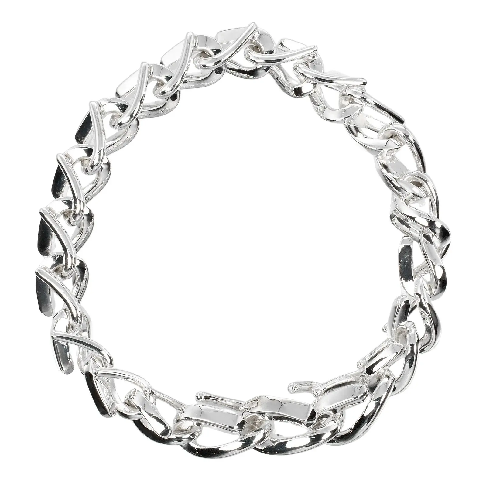 Pre-owned Tiffany & Co. Sterling Silver 925 (Ag925) Small Leather Goods Tiffany Forge Medium Link Silver 925 Bracelet