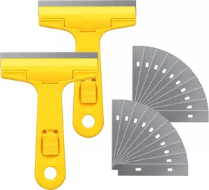 Razor  Scraper, Scraper Glass Scraper Tool with 20 Extra Replacement Metal  Window scraper for Remover Tool Remove Surface Stains,,Automotive Glass Film 4 inch-2 Handle
