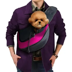 Pet  Sling Carrier, Breathable Mesh Adjustable Puppy Sling Carrier Hand Free for Small  , M, Rose
