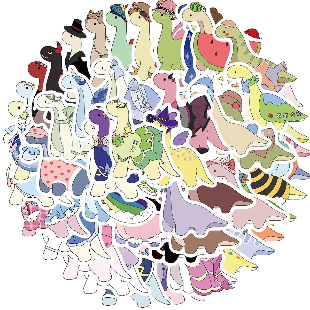 Dinosaur Pattern Sticker, 50pcs Waterproof Self Adhesive Decor Paper, Decor Sticker for Gift Greeting Card Water Bottle Laptop Phone, Ornaments