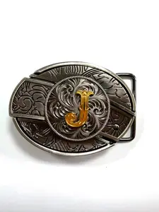 Western Cowboy Initial Novelty Belt Buckle, Unisex Multifunctional Smooth Ring, Casual All-Season Animal Pattern, Waistband Buckle, Western Belt Buckles, No Ca Prop 65