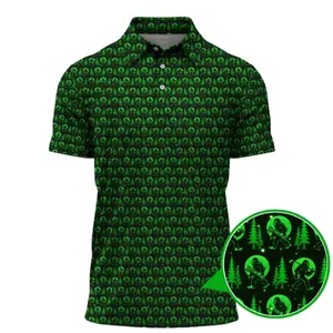 Bigfoot Neon Green Polo Golf Shirt Print Menswear Lightweight Outdoor