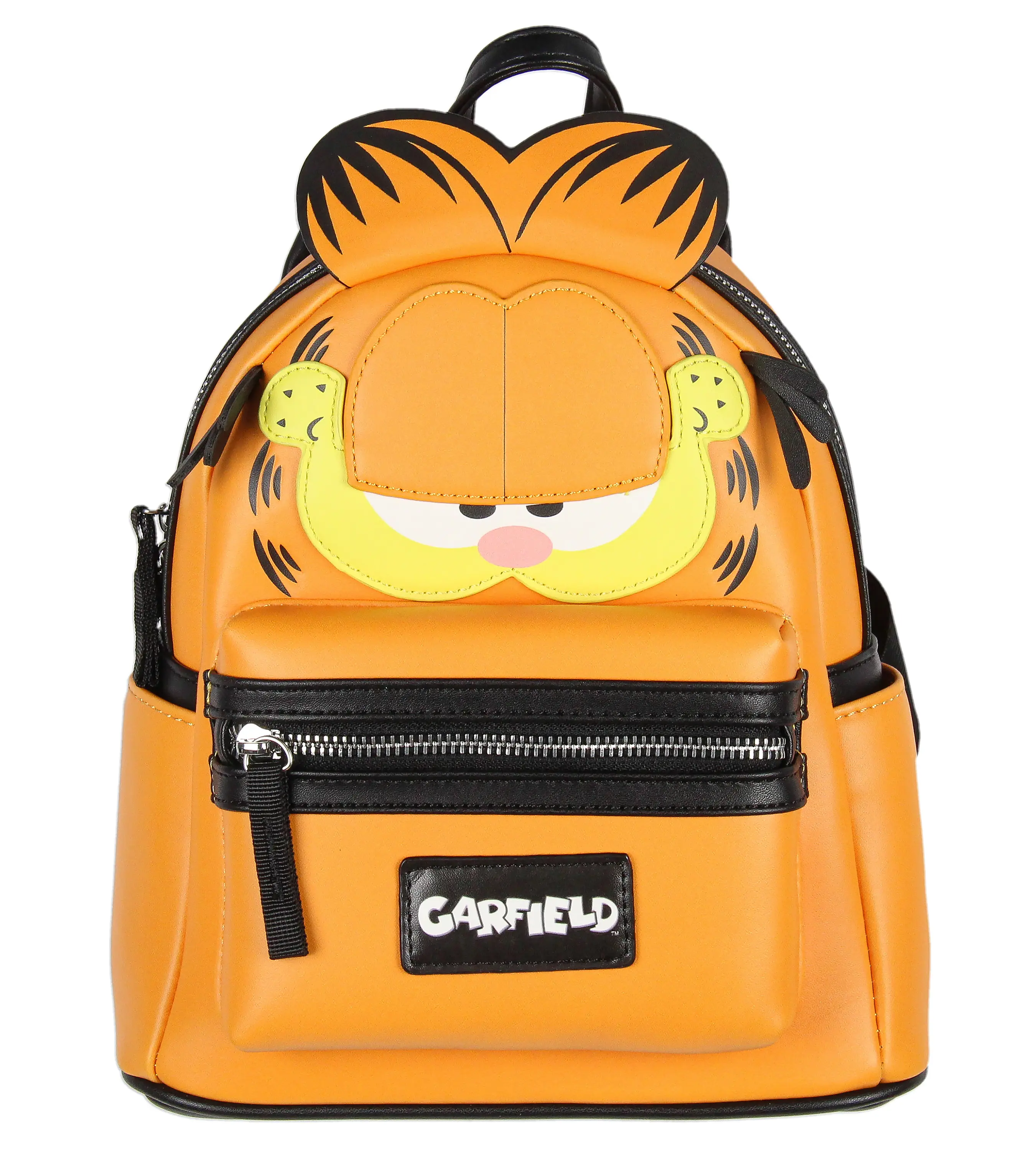 Nickelodeon Classic Comic Character Face Garfield Zippered Mini Backpack Bag 10", Backpackbag, Polyurethane, Tossed Print, Travel, Water Bottle Pockets