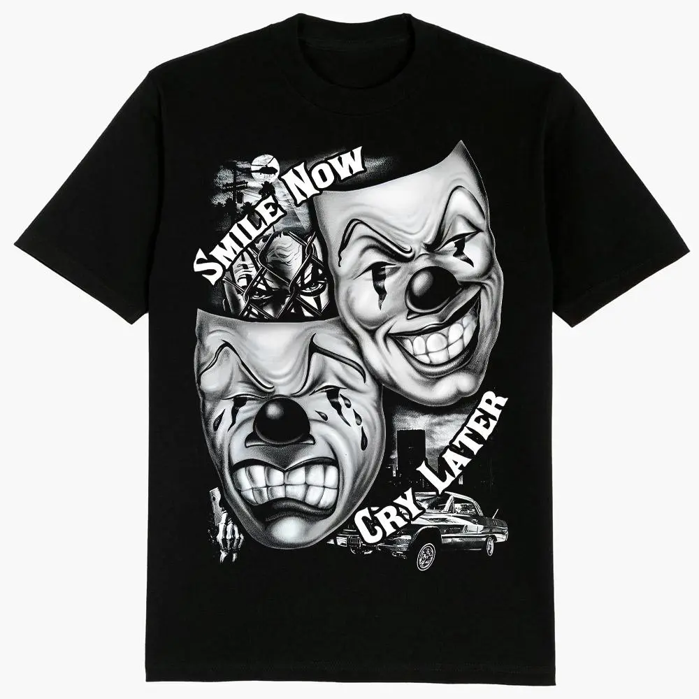 Laugh Now Cry Later Chicanos Clothing Lowrider Gangster Chicana Shirt Mexican Cotton T-Shirt for Daily Life Work & Shopping