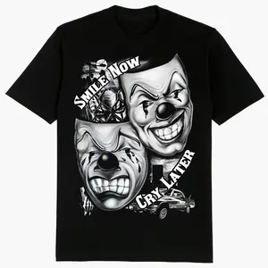 Laugh Now Cry Later Chicanos Clothing Lowrider Gangster Chicana Shirt Mexican Cotton T-Shirt for Daily Life Work & Shopping