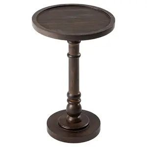 COZAYH Pedestal Tray Top End Table for Holding Drinks, Lamps, Plants, Dark Brown