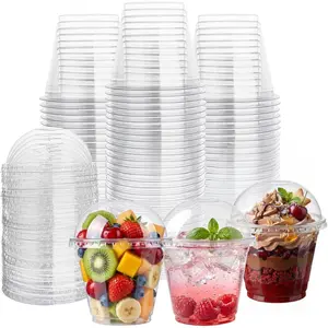 200Pack 9oz Clear Plastic Cups with Dome Lids, Dessert Cups with Lids, Disposable Parfait Cups, Party Cups Cupcake for Parties and Daily Use