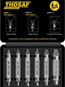 Stripped Broken Screw Remover, 6 Counts Set Easy Out Bolt Extractor, Damaged Screw Extractor Set, Double Head Extraction Design Extractor Head, Household Repair Tools, Power Tool Accessories, Screwdriver Bit Clip by THOSAF, Gifts for Men