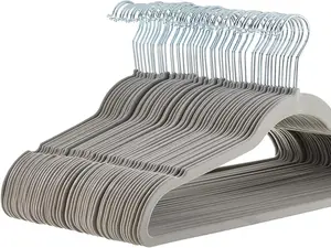 Velvet, Non-Slip Suit Clothes Hangers, Pack of 50, Black