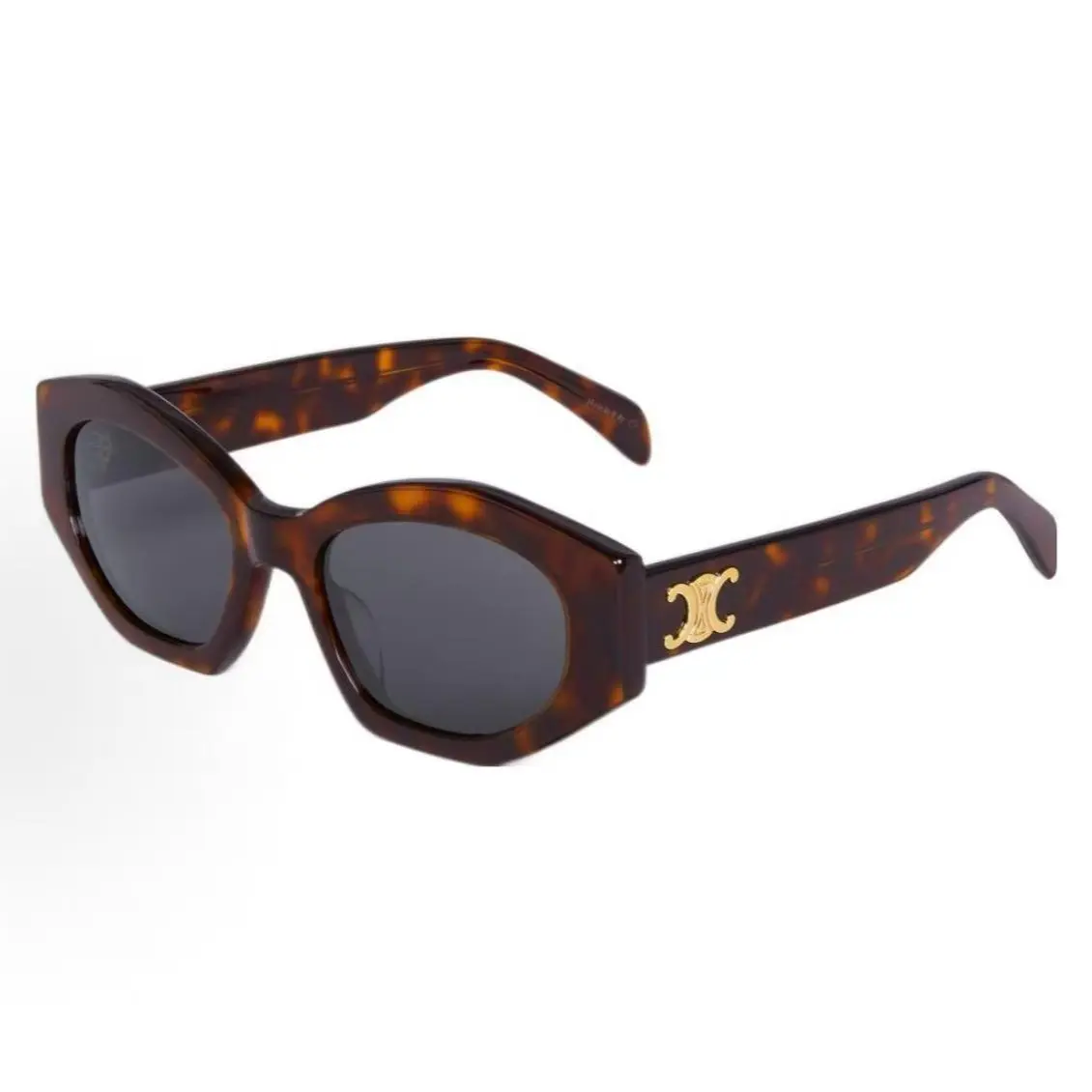 Pre-owned Brand New,Celine CL40238U Triomphe Hexagonal Sunglasses Tortoise