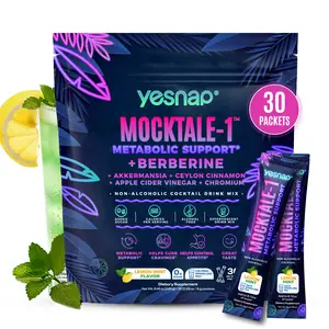 Yesnap MOCKTALE-1 Metabolic Support with Berberine & Akkermansia, Chormium, Cylon Cinamon, Apple Cider Vinegar - 30 Packets Lemon Mint Flavor Non-Alcoholic Cocktail | Powdered Supplement Drink Mix
