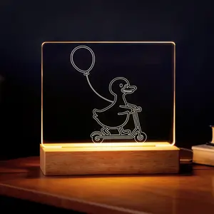 Cute Duck on Scooter Night Light - Acrylic Animal Lamp, Soft Glow Bedside Lamp, Heartwarming Gift for Kids/Baby, Unique Home Decor