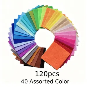120PCS Felt Sheets for Crafts,Squares Fabric Sheets, Assorted Colors Non Woven Pack, 1mm Thick, Stiff Paper for DIY Sewing Craft Patchwork Decoration summervibes