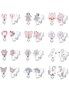 12 Pairs Kids Clip On Earrings for Girls Hypoallergenic Cute Butterfly Rainbow Flower Pearl Star Non Pierced Clip on Earring Girls Earrings Earring Stacking Set Dress Up Birthday Christmas Gifts Cute Jewelry